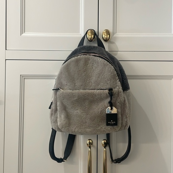 Kate Spade Faux Fur & Black Leather Backpack—GORGEOUS!! New With Partial Tags